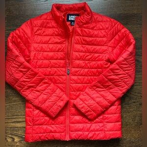 Lands End Kids Girls lightweight puffer jacket Red Medium 10-12